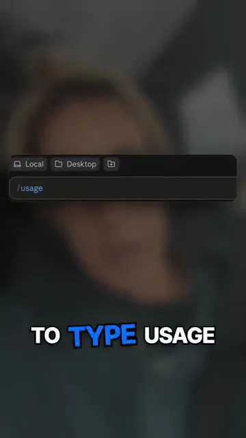 The Claude Code chat composer with the slash command typed in, reading usage, before she presses enter.