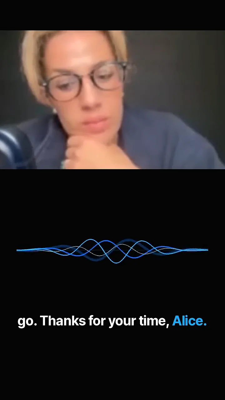 The live call on screen as the bot says it will let Alice go because she is busy preparing for 2027